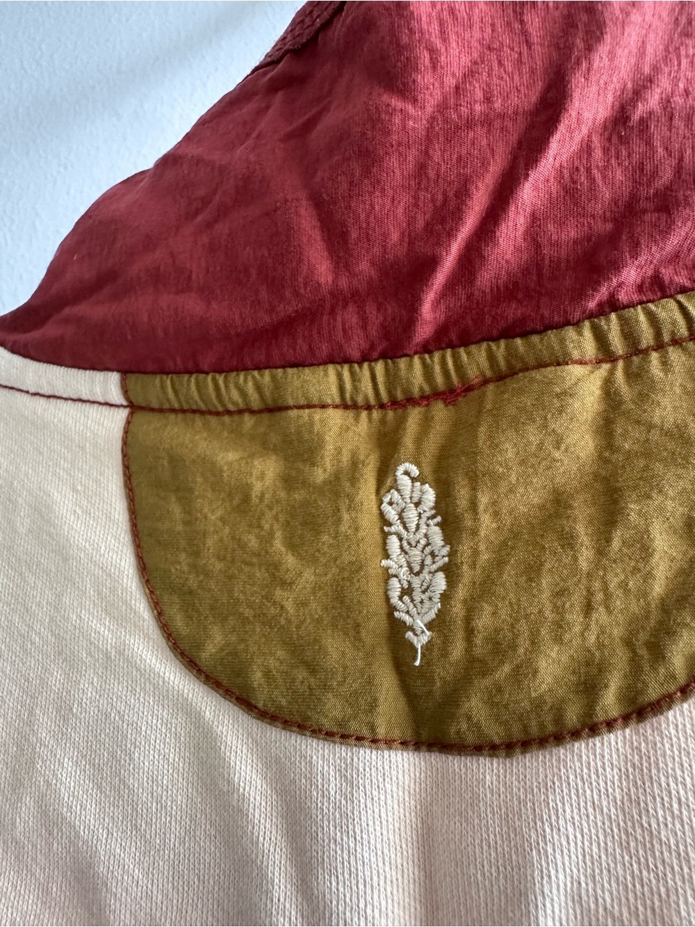 FP Movement by Free People Cream Vest with Burgundy Trim and Olive Patch - Picture 10 of 12
